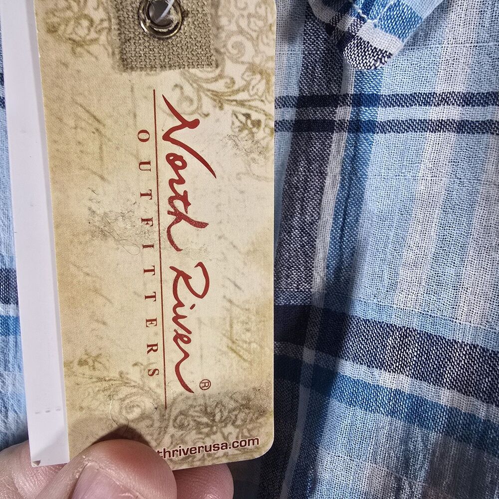 North River Outfitters Womens Size 2XL Plaid Button Down Shirt Blue Gray New - Picture 8 of 13